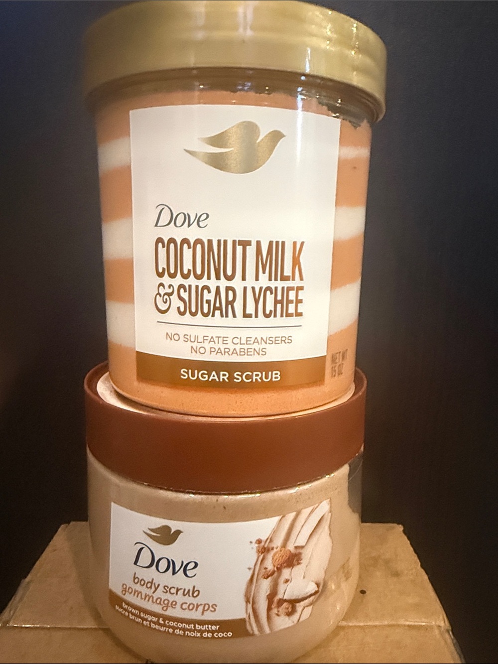 Dove Coconut Milk & Sugar Lychee Sugar Scrub — Cream & Peach
